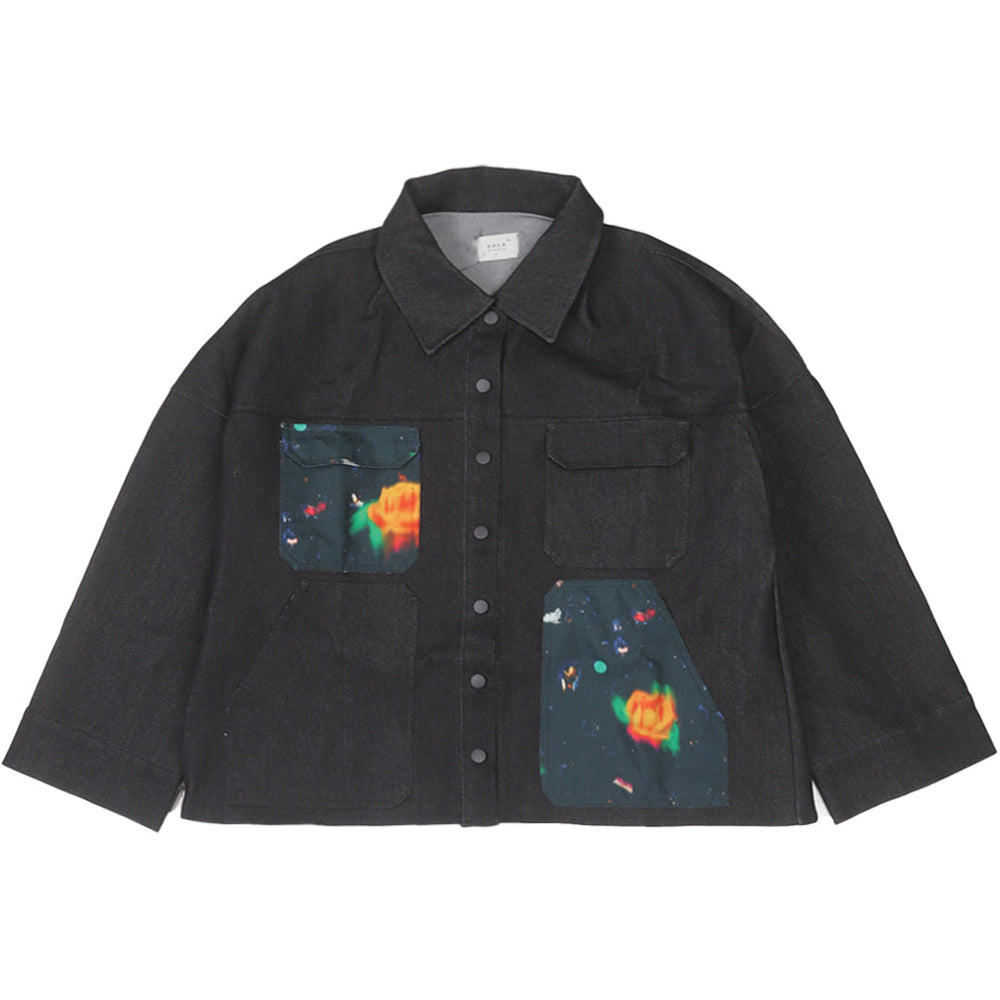 
            
                Load image into Gallery viewer, GEMS AND ROSES DENIM JACKET BLACK
            
        
