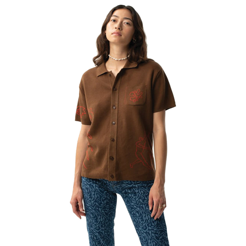 Upside Down Knitted Shirt 01 Brown