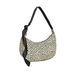 Medium Nylon Crescent Bag Honey Leopard