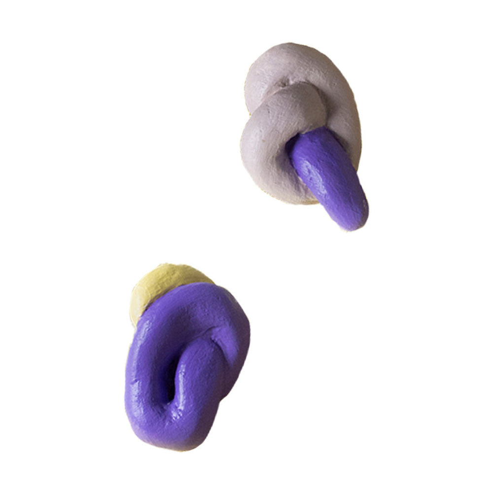 Shibazuke Earrings Pearl River Grey, Violetx Light Yellow