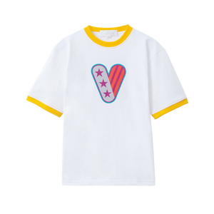 
            
                Load image into Gallery viewer, Voicees Flag Ringer Tee White/Yellow Ringer
            
        